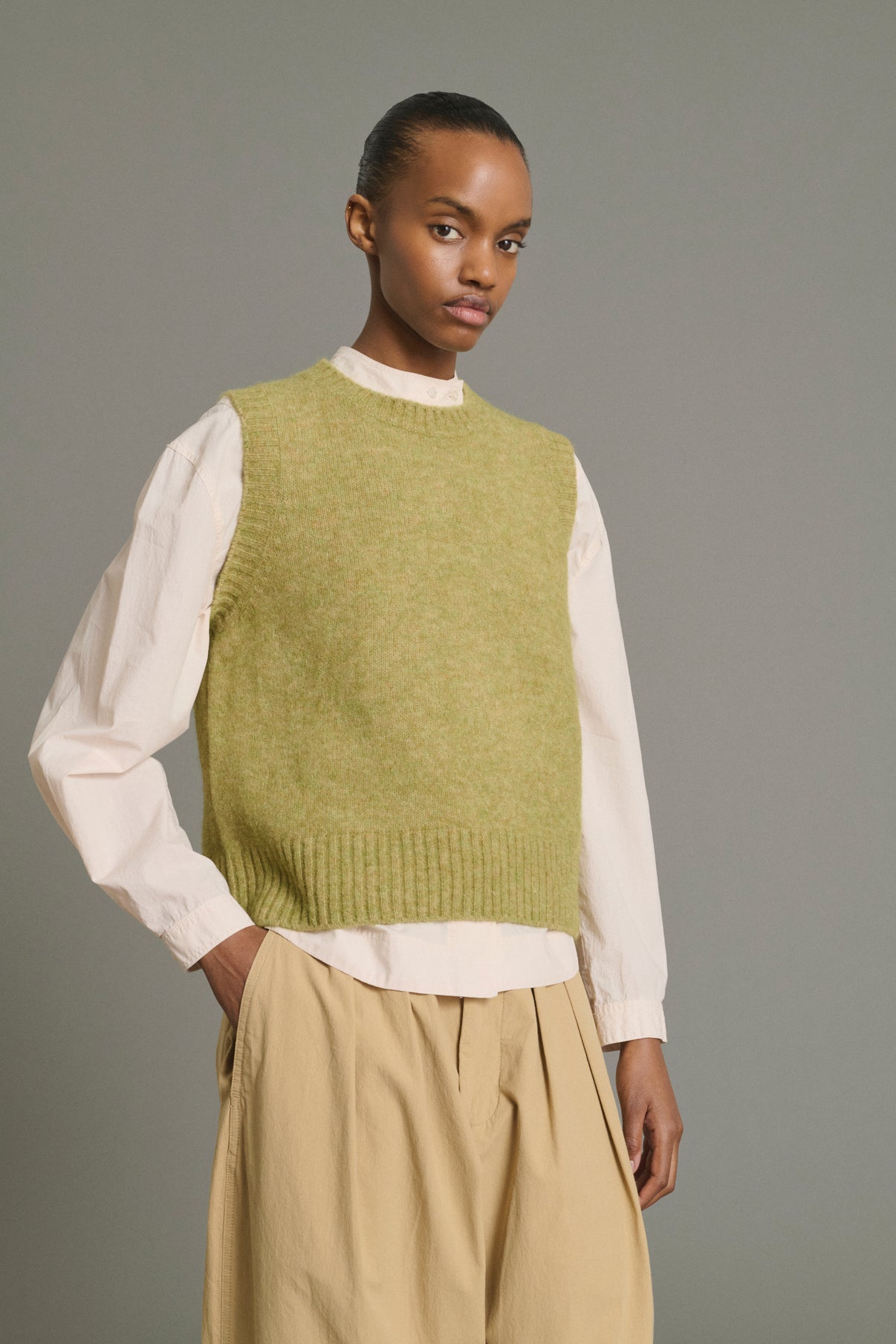 Pullover Namaste - Salbeigrün - Wolle - Damen vue 3