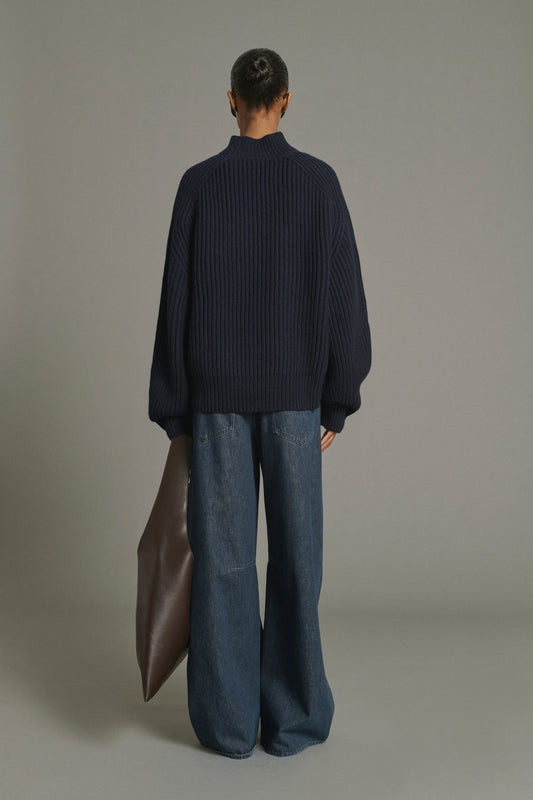 Pull Flamand - Navy Laine Mérinos Grosses Côtes - Soeur