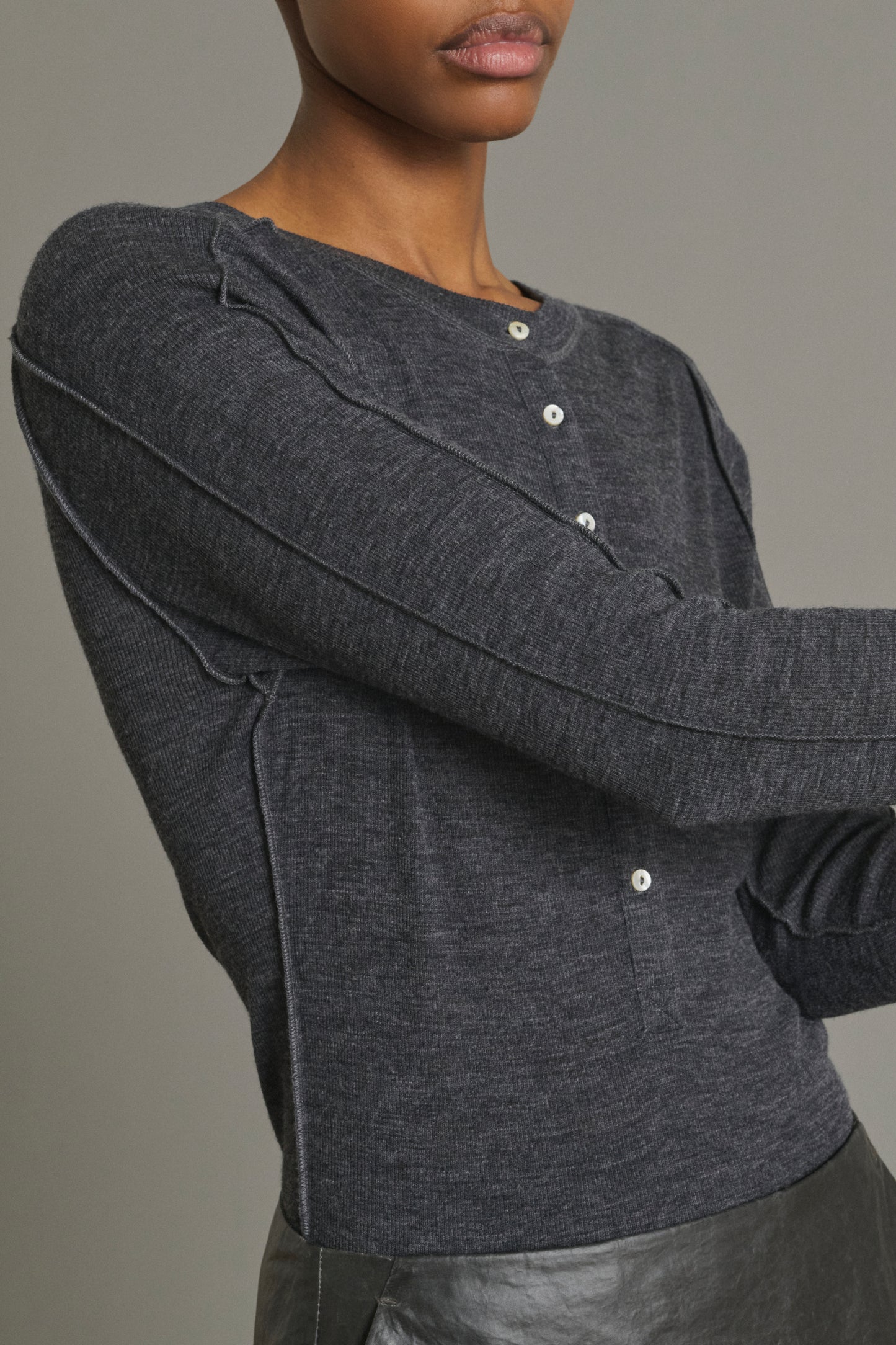 T-Shirt Laos - Anthracite Grey - Wool - Women