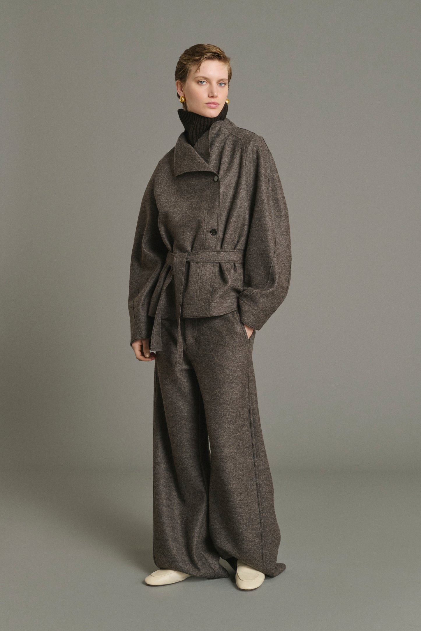 Pantalon Gibson - Taupe Chiné - Laine - Femme
