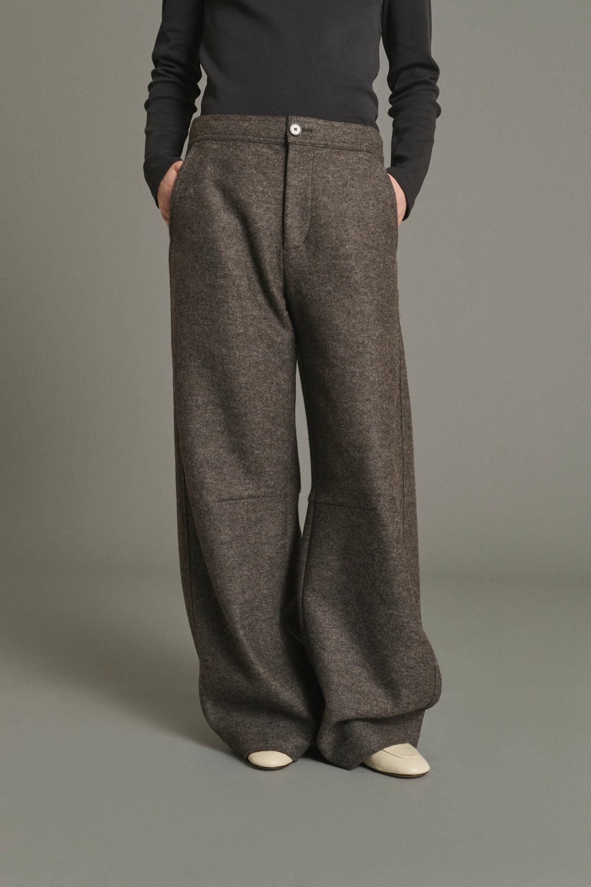 Pantalon Gibson - Taupe Chiné - Laine - Femme vue 3