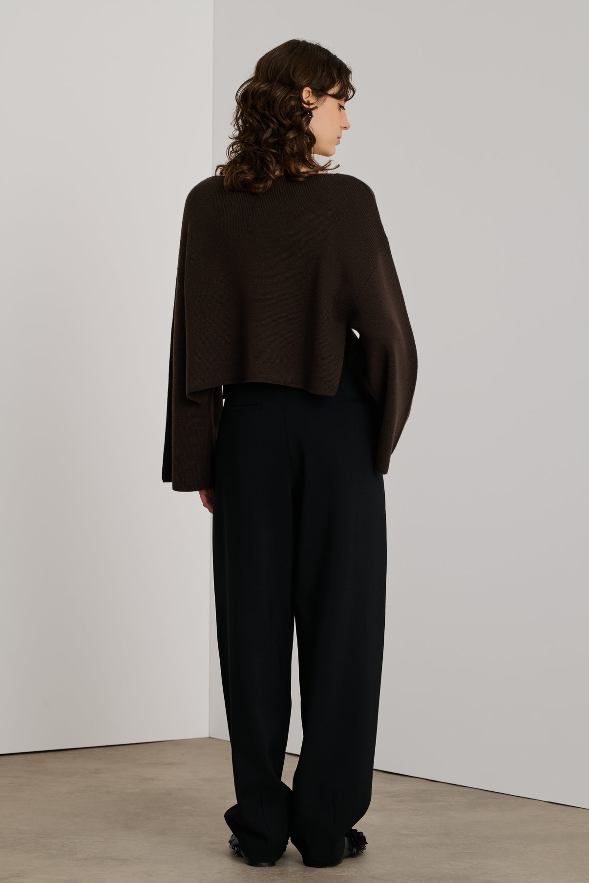 Pull Andrew - Marron - Laine Mérinos - Femme vue 4