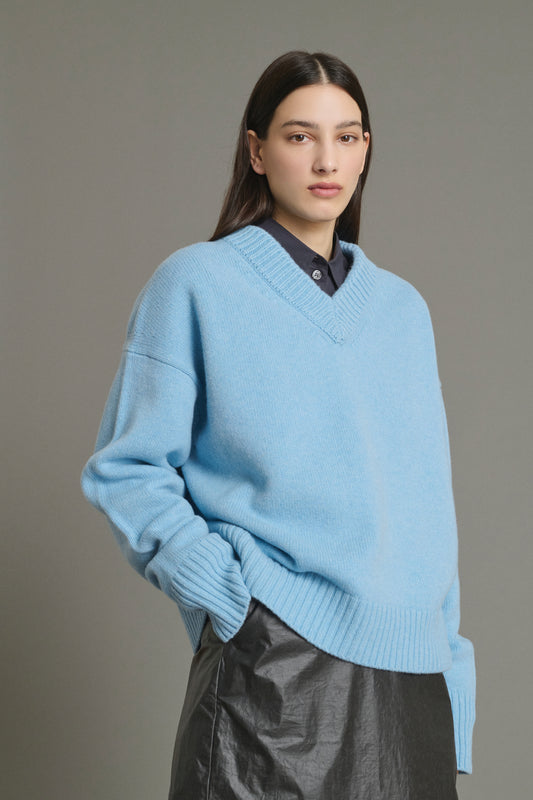 Pullover Julie – Hellblau – Merinowolle – Damen