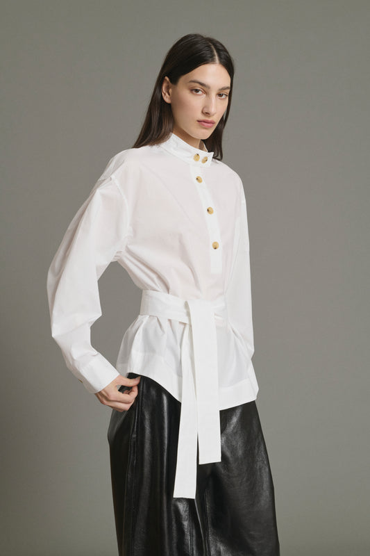Bluse Lizzie – Gebrochenes Weiß – Baumwolle – Damen