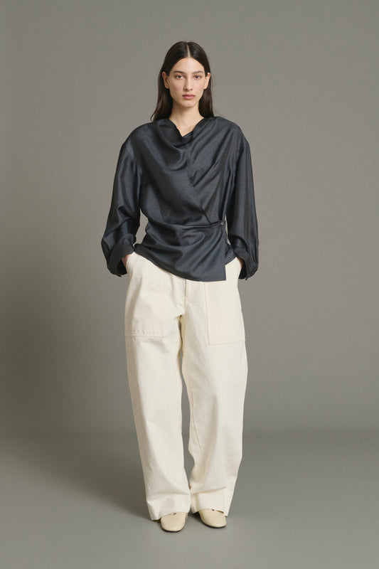 Bluse Jenny – Anthrazitgrau – Seide – Damen