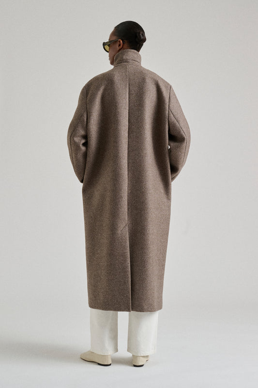 Mantel Germain – Oversize-Fischgrätmantel aus taupefarbener Wolle – Soeur