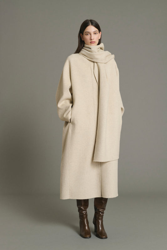 Manteau Finn - Écru/Gris - Laine - Femme