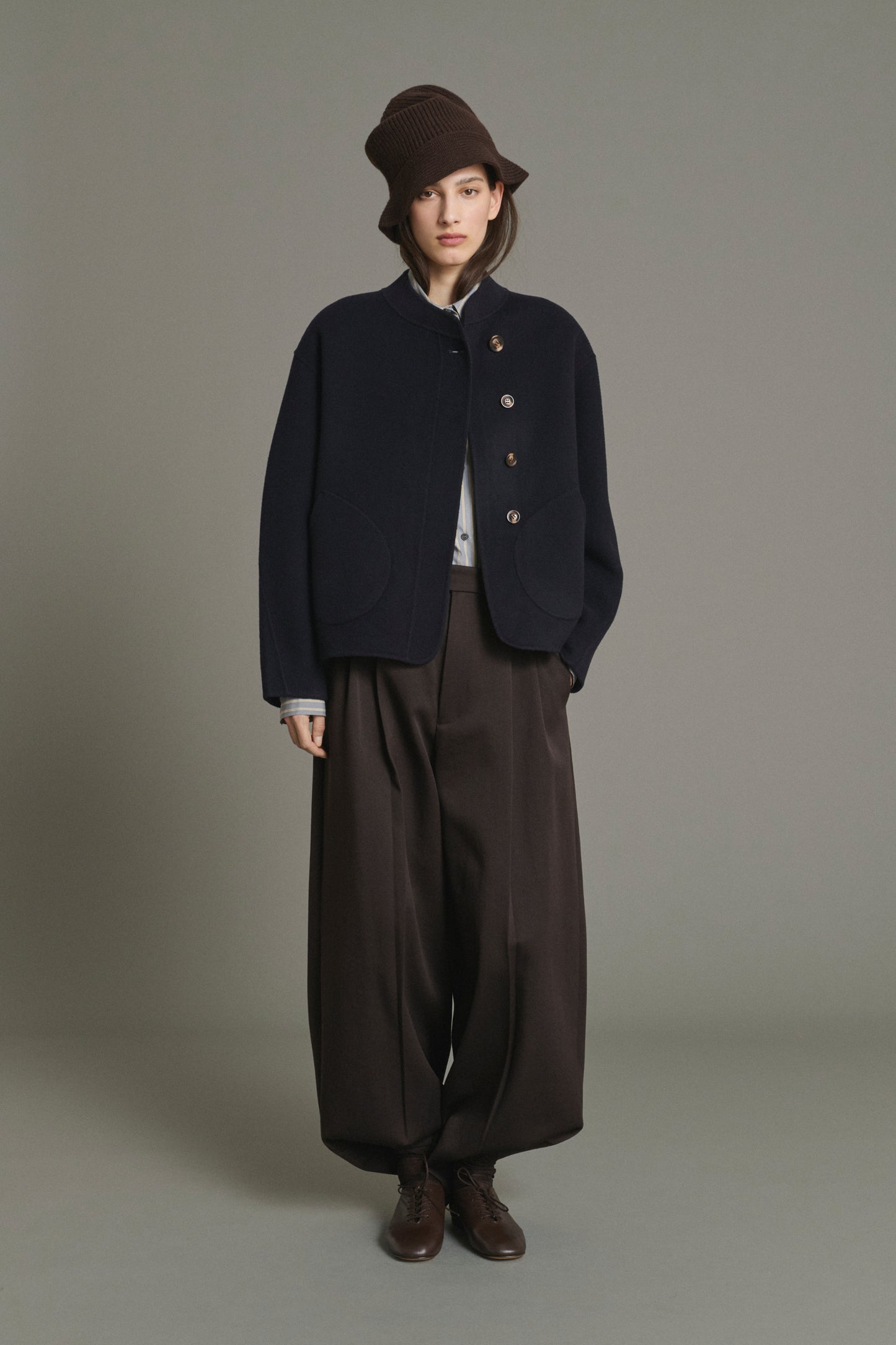 Manteau Windsor - Deep Navy Laine Court Femme - Soeur
