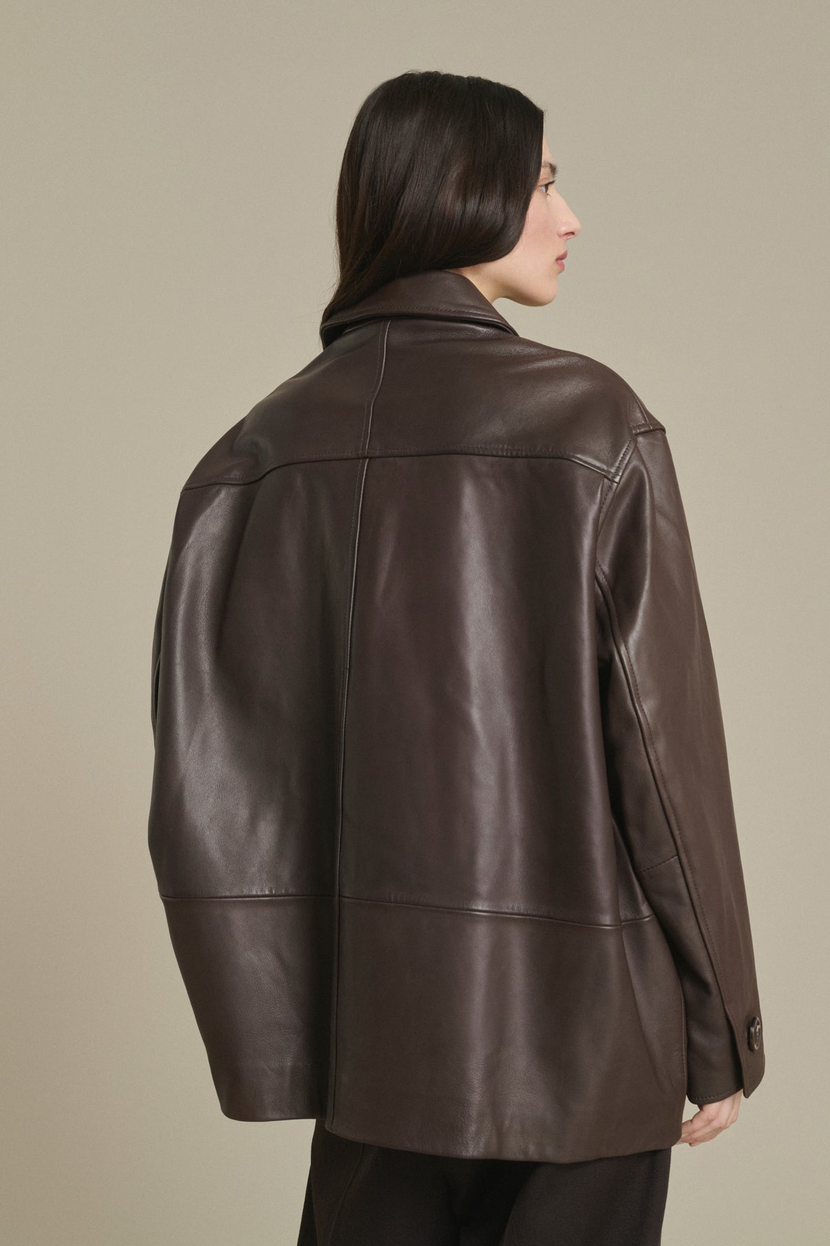 Vincenzo Jacket - Taupe Smooth Leather Women - Soeur vue 4