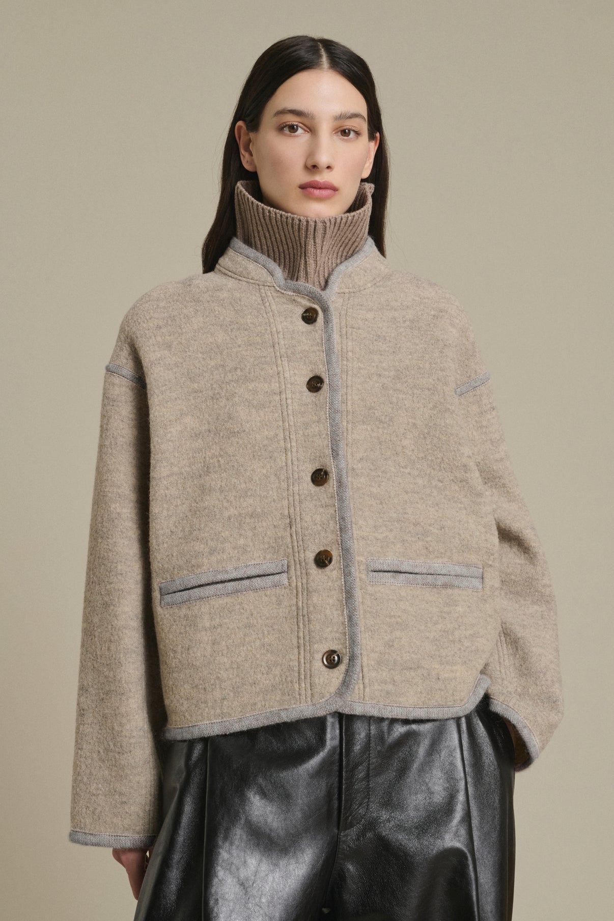 Veste Olympe - Beige/Gris - Laine - Femme vue 3