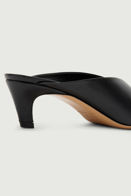 Mules Amalie - Noir Cuir à Talon - Soeur