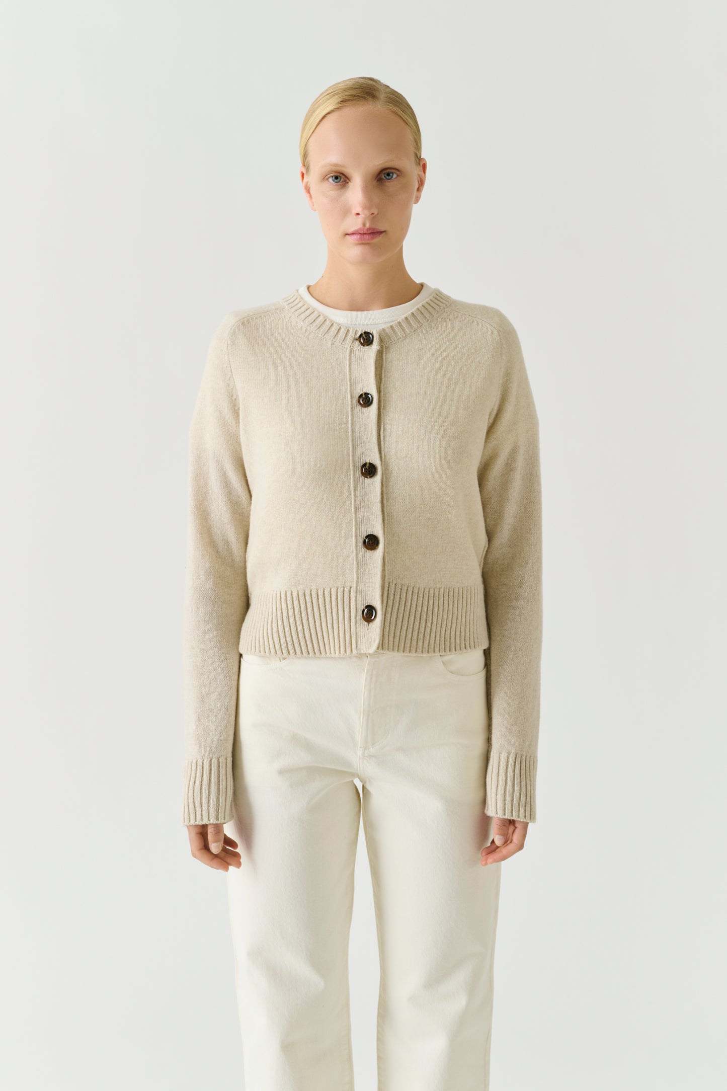 Cardigan Virginia - Écru Chiné - Laine Mérinos - Femme