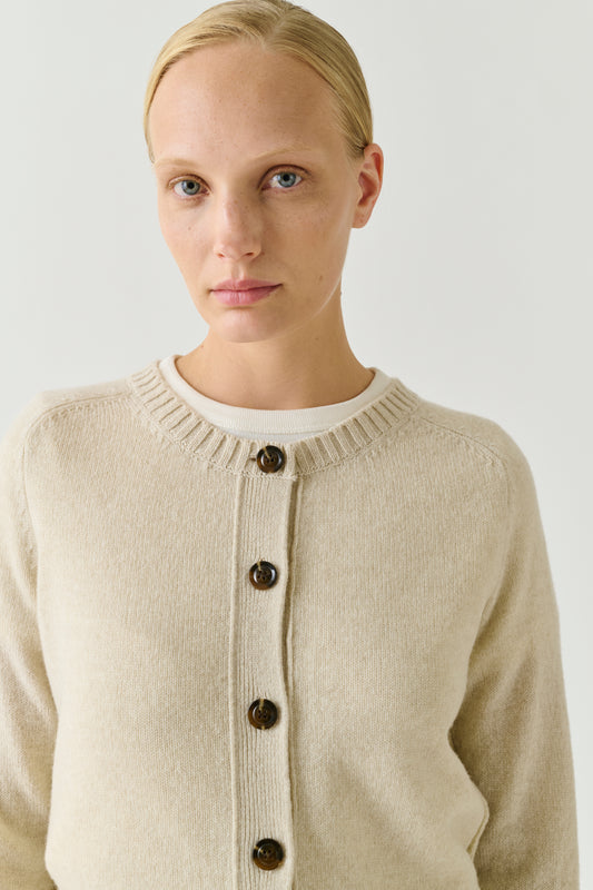 Cardigan Virginia – Écru Chiné – Merinowolle – Damen
