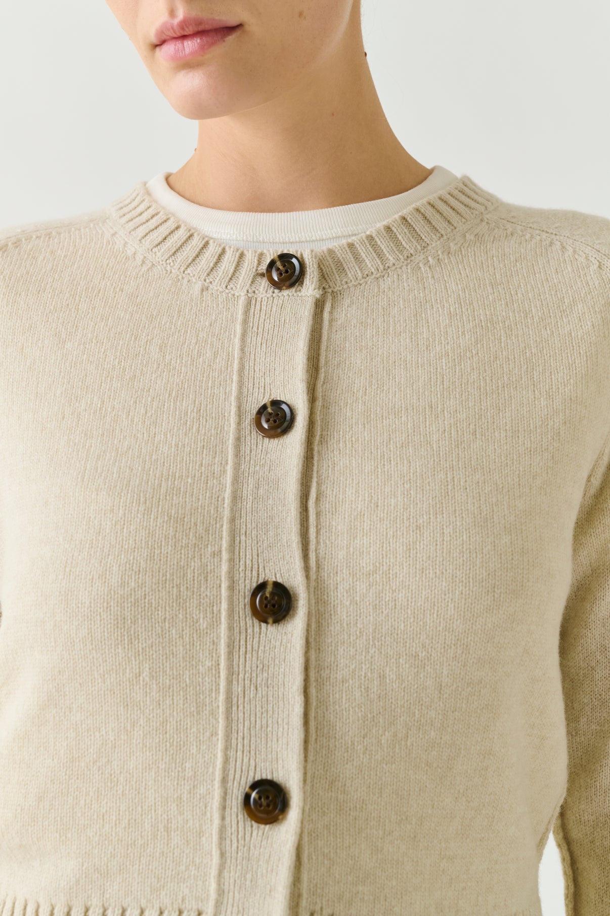 Cardigan Virginia - Écru Chiné - Laine Mérinos - Femme vue 4