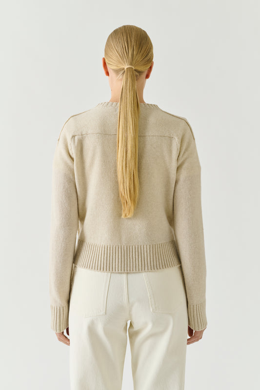 Cardigan Virginia – Écru Chiné – Merinowolle – Damen