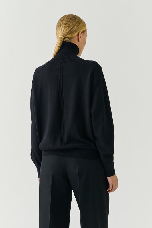 Pullover Nord - Schwarz Merinowolle Rollkragen Oversize - Soeur