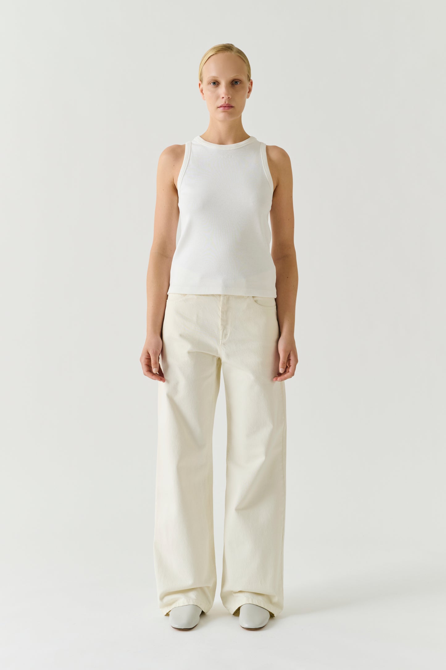 Débardeur Dolly - Blanc Coton Côtes Fines Femme - Soeur