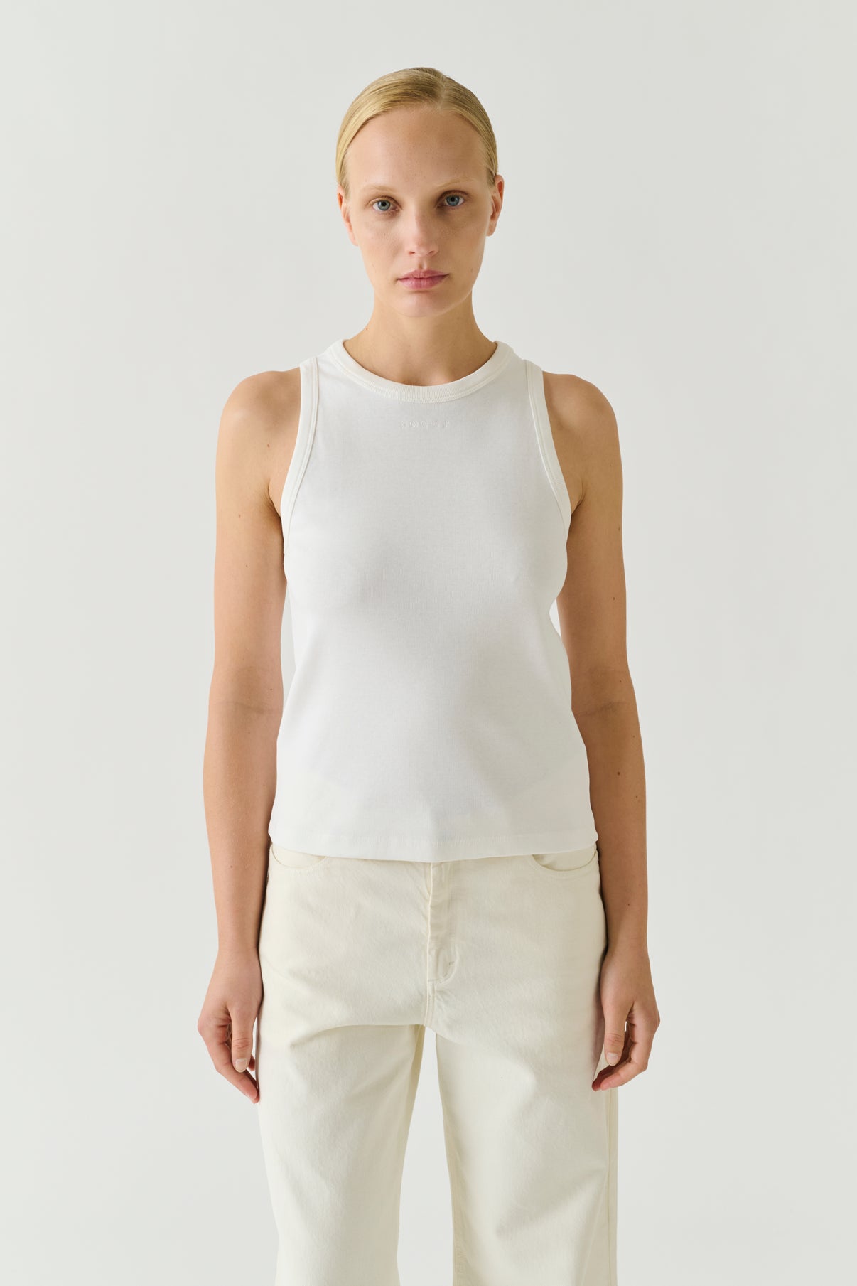 Débardeur Dolly - Blanc Coton Côtes Fines Femme - Soeur vue 2