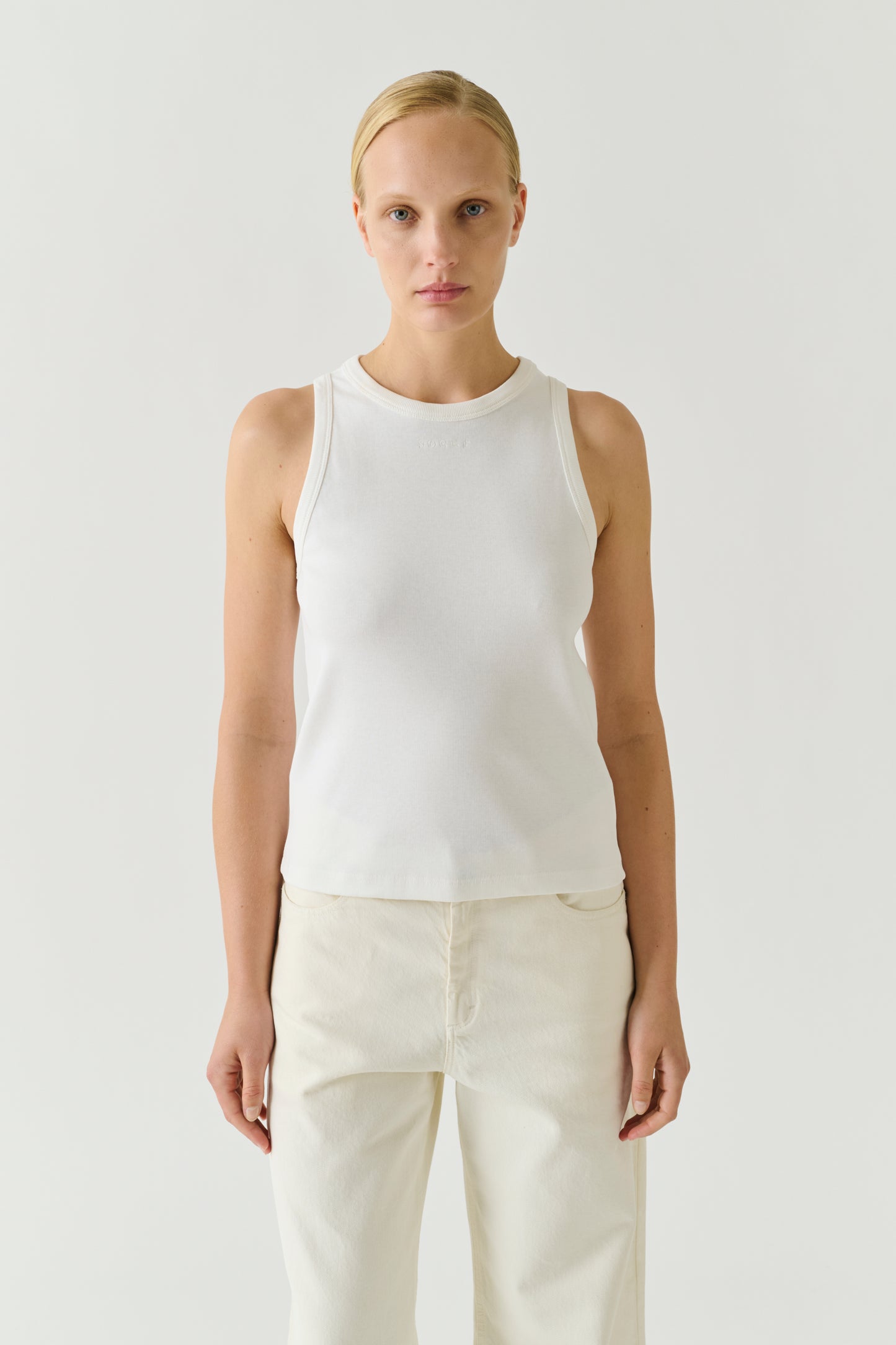 Débardeur Dolly - Blanc Coton Côtes Fines Femme - Soeur