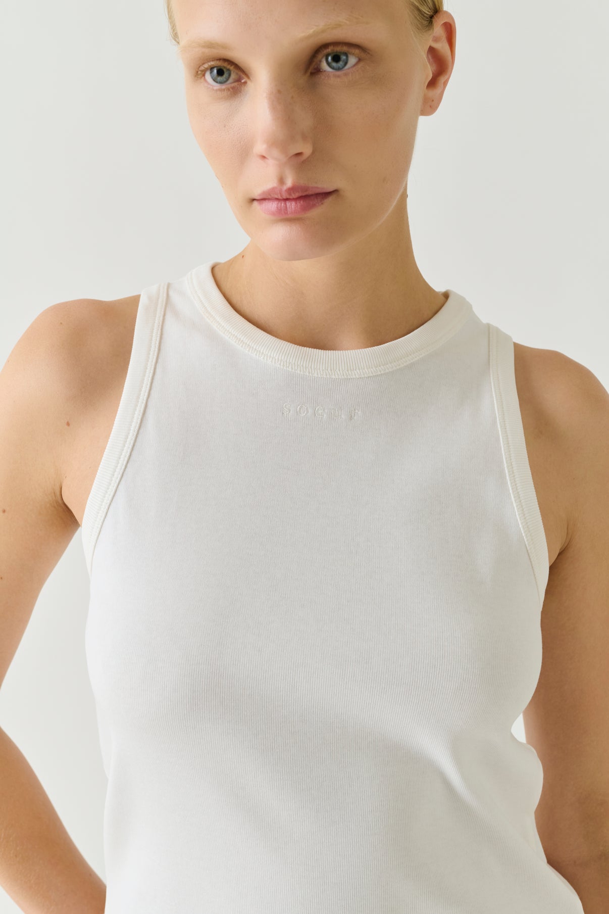 Débardeur Dolly - Blanc Coton Côtes Fines Femme - Soeur vue 4