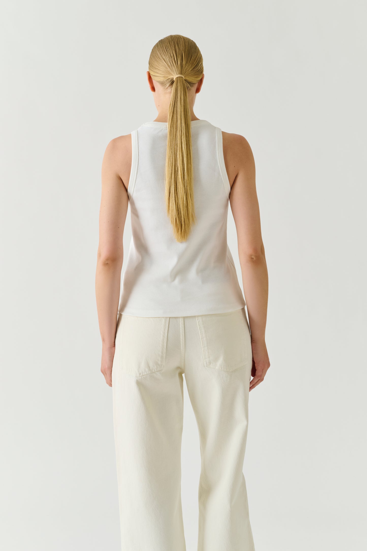 Débardeur Dolly - Blanc Coton Côtes Fines Femme - Soeur