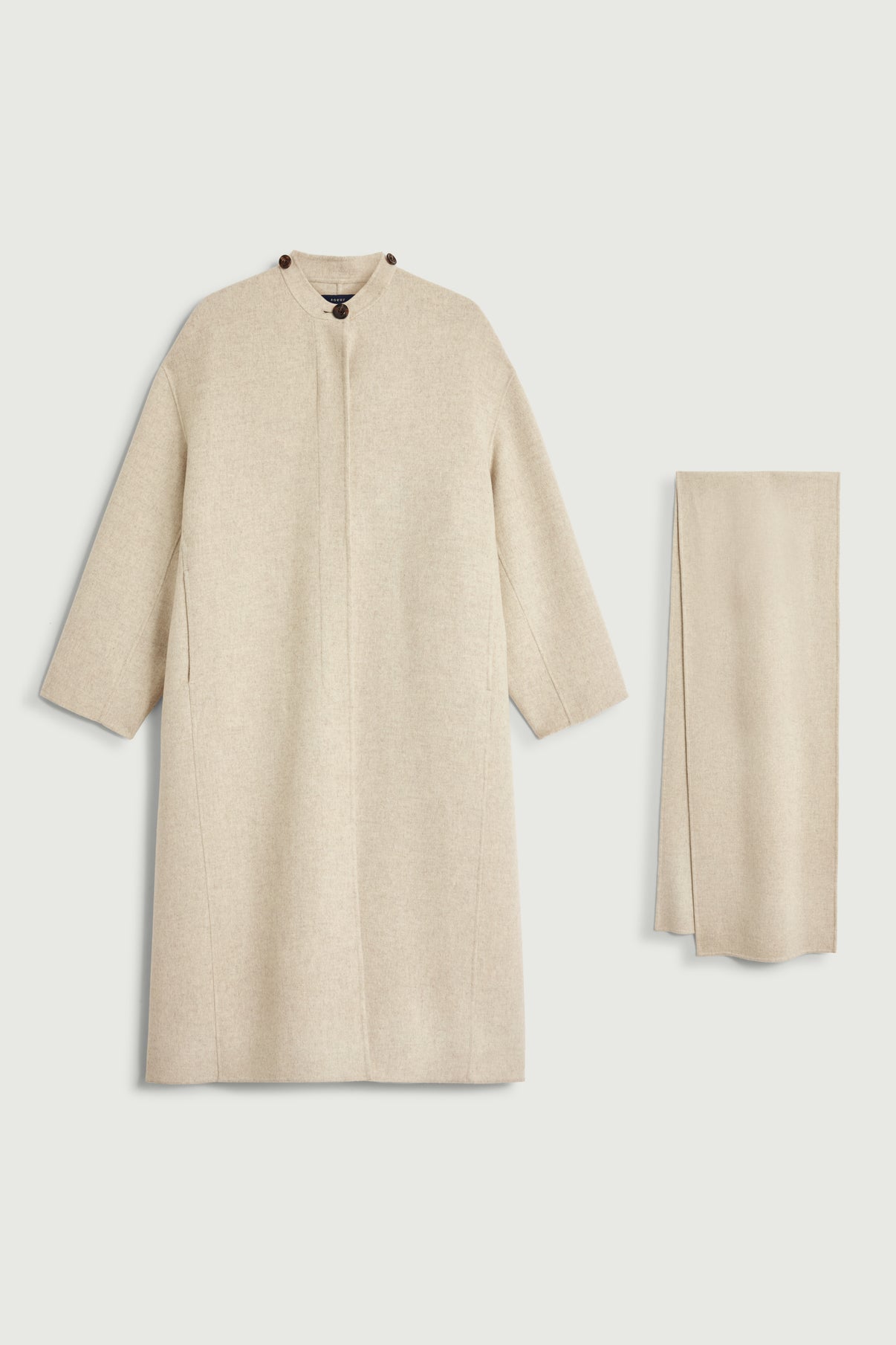 Finn coat - Ecru/Grey - Wool - Women vue 7