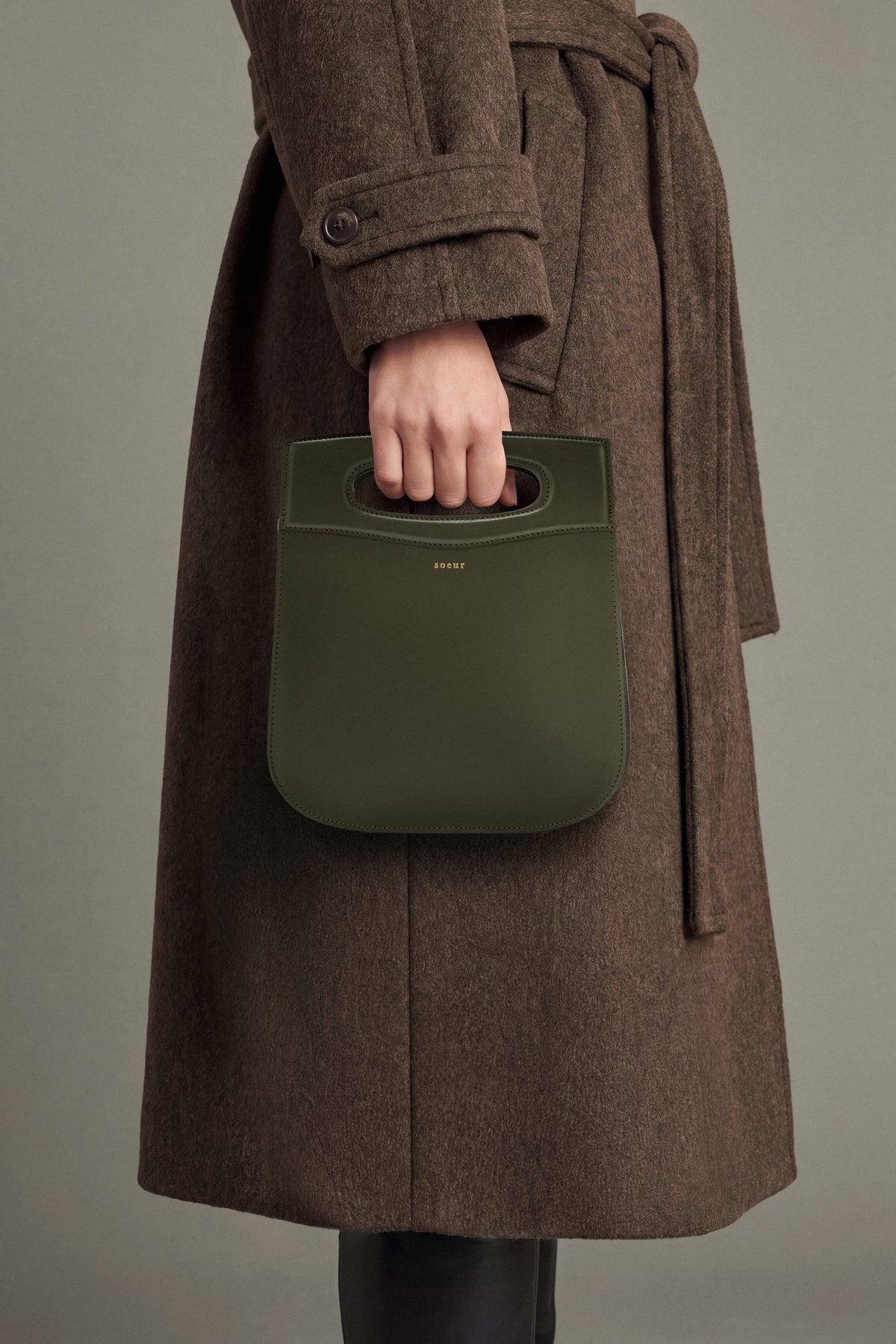 Tasche Cheri – Militärgrün, ikonisches Leder – Soeur vue 2